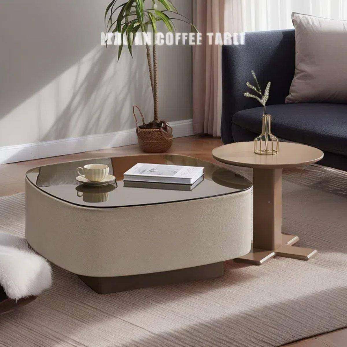 小意式轻奢岩板奶油现代PIL极简客厅家用户型合茶几新款组边网几,住宅家具,茶几,淘宝优惠券,粉丝福利购,淘宝优惠卷