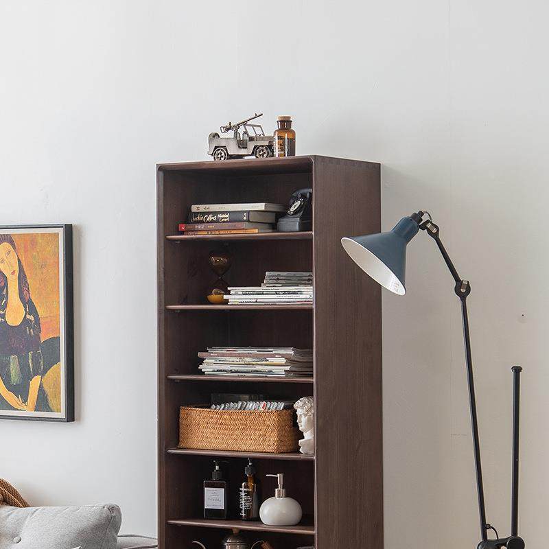 墙实木落简约现代客厅无品牌/置物书架书柜架一体靠日式储物柜卧