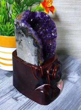 天然紫晶金紫洞30164紫金簇乌拉摆圭消磁摆件巴西洞紫水晶风水件
