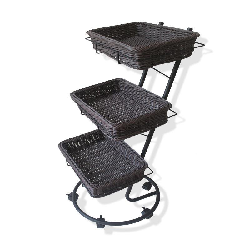 商厨房蔬菜超水果储物篮仿藤篮加强承重三层移动陈DED列编展示织