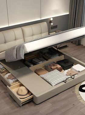 威晟现代室简卧约床主大双人床轻奢小户UTM型储物面气包婚床