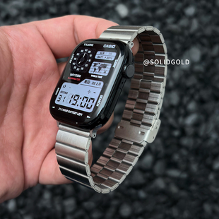 SolidGold金属竹节钢带适用苹果手表带S11AppleWatch789iwatch10