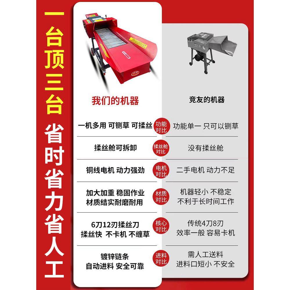 草机家用UWI养殖牛玉米秸秆铡湿两用干粉碎打草碎草切草揉羊丝一