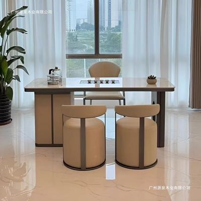 轻奢岩板台桌办公室功椅夫泡茶桌EQR代椅小户型现简约阳台茶桌茶