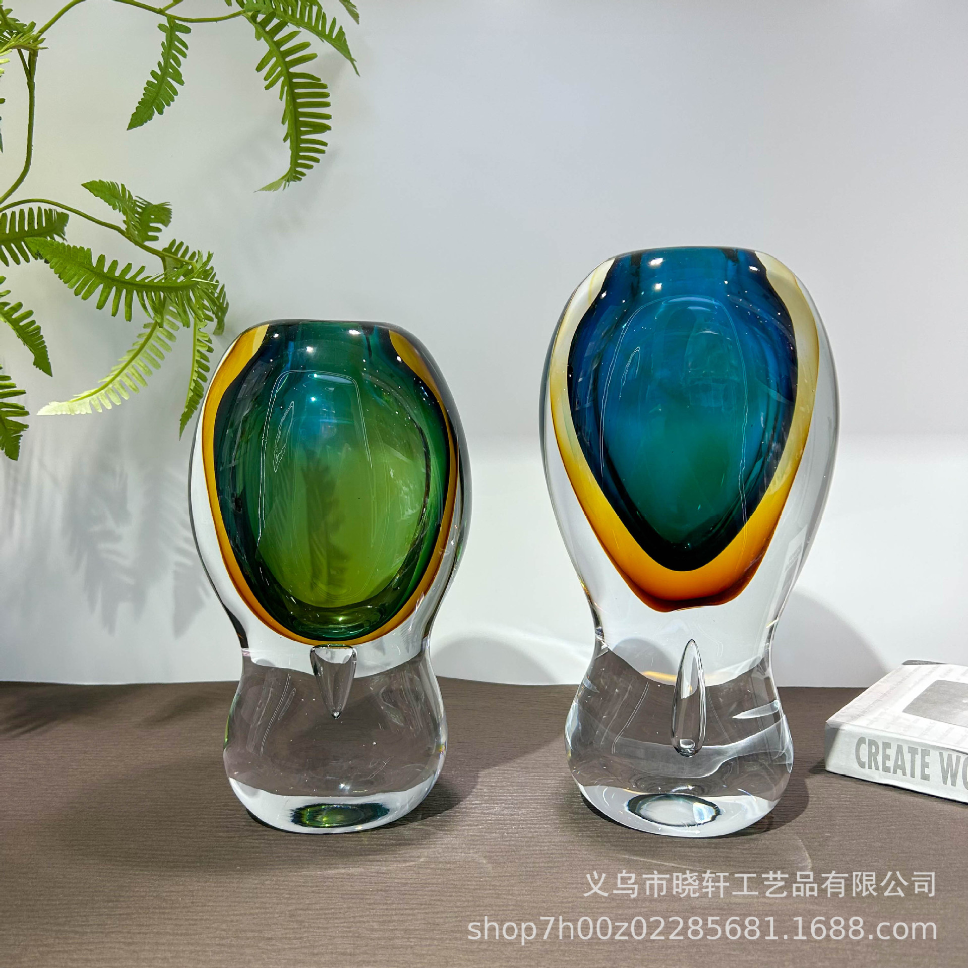 欧式创意水晶琉璃花瓶摆件套装
