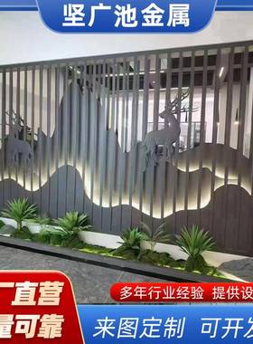 餐铝窗花铝雕花厅酒店室DFQ内办公室格铝隔栅花格装饰断铝合金屏