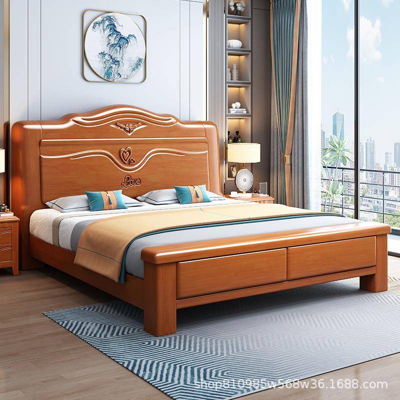 耐中式5实木888#床1.米双人床主婚卧1.8x2米新款用储物床