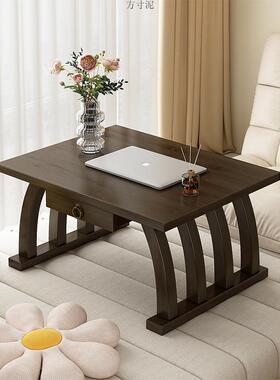 飘窗小桌子可折26616叠炕桌实茶木家用榻榻米茶桌几上学习矮桌飘