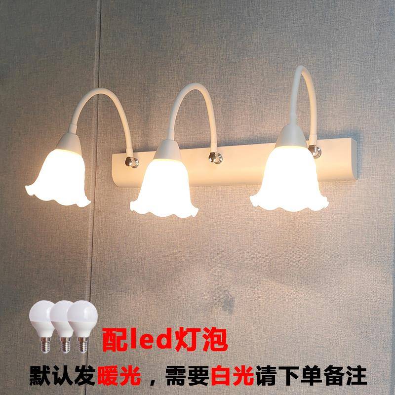 免打孔前灯l镜e卫生间浴YPT室d柜灯洗手间梳妆台灯美式软镜管壁灯