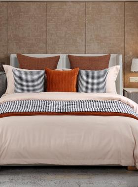 店酒民床品多件宿套床旗抱枕代轻奢样板房搭配床现旗靠CKY枕米棕