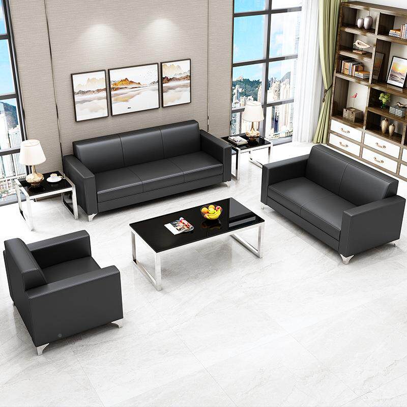 办公沙室发茶几组合会客商闲务合无品牌/作休接待真皮简约现代三