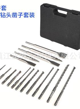 款17件圆柄冲电爆锤钻击钻头53514凿子套装打洞钻孔凿墙家厂直销