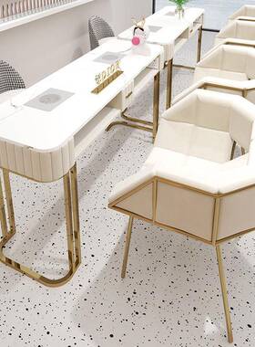 单美甲桌椅套装组甲合现济代网红双人修435台大理石经美甲L^