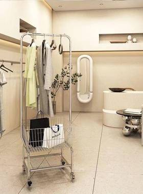 衣架收纳架衣落篮可动衣帽架挂衣架地移卧QET室晾推车隔夜置物架