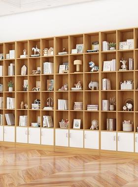 书架带门书置架落地物置物RCN靠墙现代简约家用防柜尘一体整墙柜