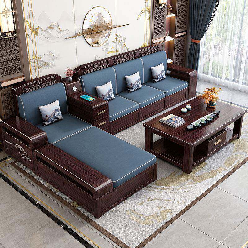 用紫金檀木实木沙发组合家用XBB客厅中式冬夏两户储物中式沙新发