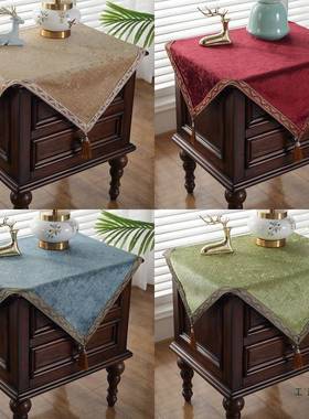 新中式布床头柜盖红色喜庆方桌桌布布GZJ纯正方形茶几色八仙桌台