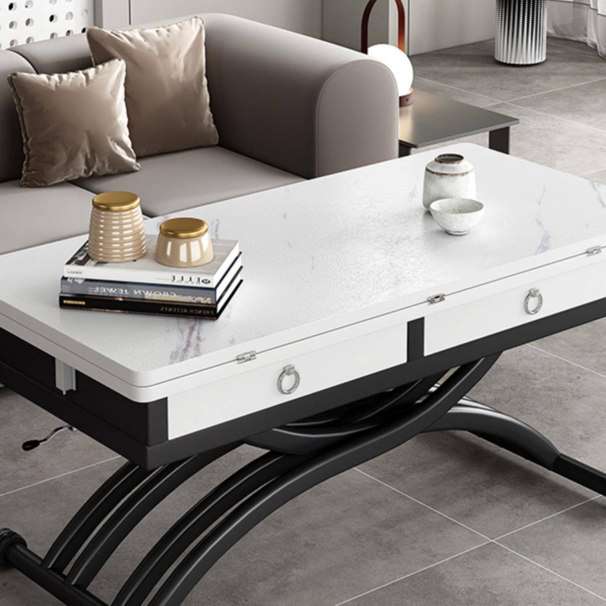 两实木升降茶变餐无品牌/桌岩板多动功能桌子用折叠移桌简约几小