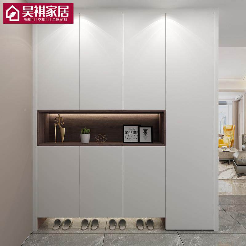 轻实奢吸塑多板平板模压柜门衣柜肤层感KXJ现膜门板橱柜代木