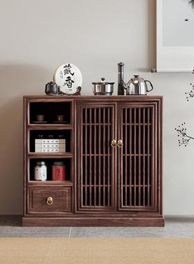 柜实木胡桃木色新中式茶水台茶茶边柜侧室柜水边几茶RLY烧水壶一