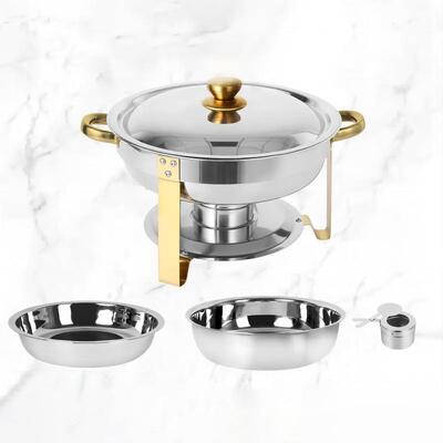 加厚不MPT锈钢自助店餐酒保温炉加餐厅金色圆形酒精炉炉食物热器