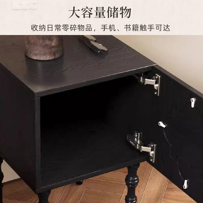 法头式YQ6337柜床柜卧室复古实收木沙发床边黑色边柜四叶草贝壳客