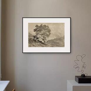 复古风景法式中古风客厅房装饰画书玄关走廊书挂画房术样板间树艺