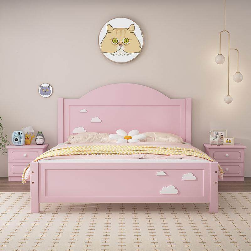 童床床男女孩网云朵实木床粉色公CDX主床一米二单人抽屉型红护儿