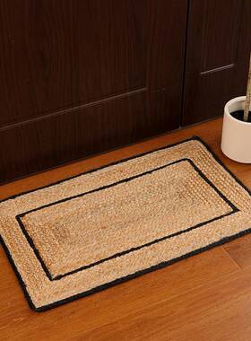 无胶地编地垫织黄手麻地垫客厅卧室玄关户进门现代简约天入然环保