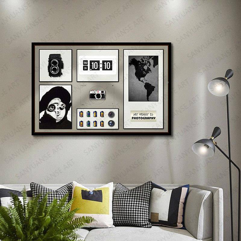 立体实物画玄关书房样间板摄机影棚PQY装饰古画酒店复相挂画