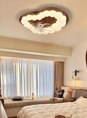 中古风摇头风扇灯卧室顶书房朵法油式奶云泡泡复80126古男孩房间