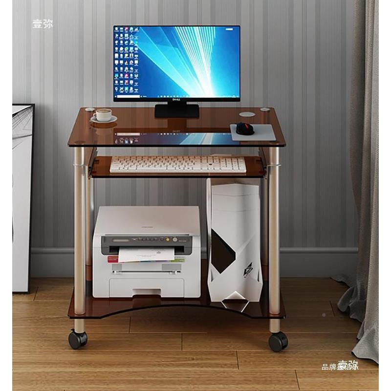 电脑桌卧室型小间房书桌可化MVI移动钢玻璃小户稳固双层加高结实