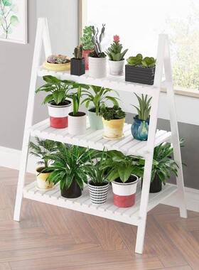 折叠木花阳台多肉PYV质实木架子花多层室内客厅落地式架植物花盆