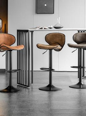 台椅吧奢上档次复古可轻奢AL102256家轻用靠背升降吧台椅子酒吧椅