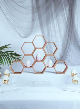 20个起批厂家直销蜂巢背景RGK板甜品台摆件展架子木质家示居摆件