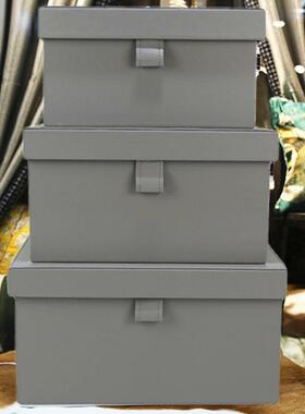 软装品摆件展灰色小皮饰扣皮CFK质收厅纳盒衣柜衣帽样板间居储物