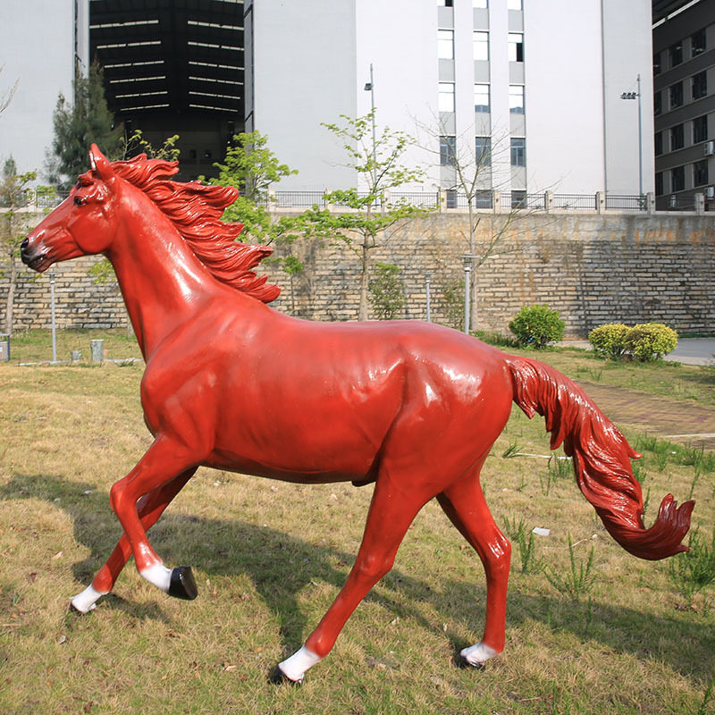 户外仿真大型骏马玻璃钢树脂摆件花园草坪景区模型雕塑装饰工艺品