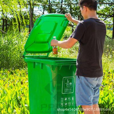 240L加18165强筋挂车垃户带圾桶环卫街道乡村外方形带式盖轮推拉