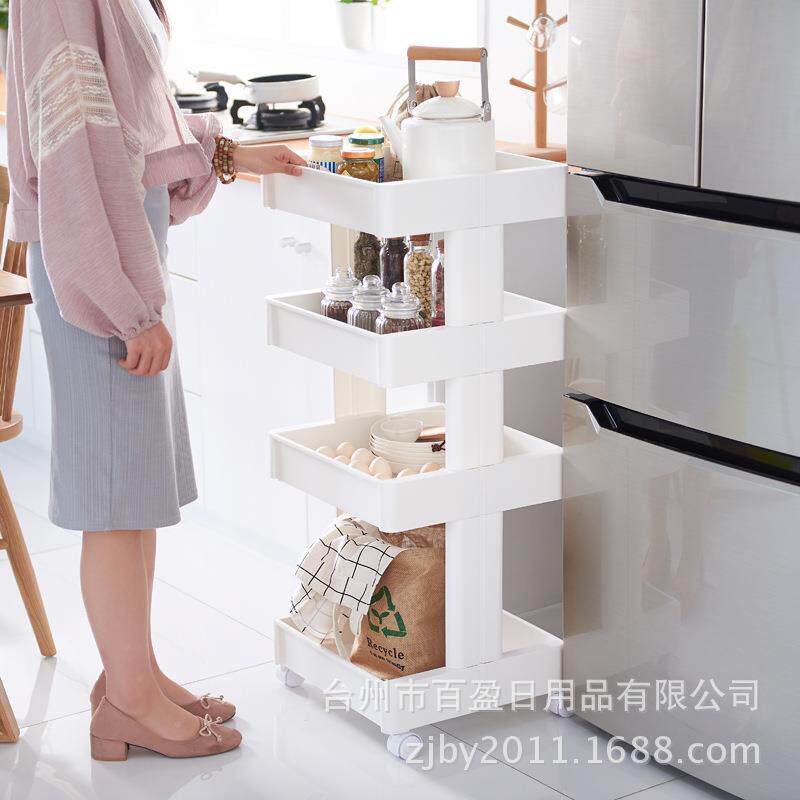 现整货厨房物架落地多层菜架碗筷理架蔬无品牌/菜子收纳架带轮置