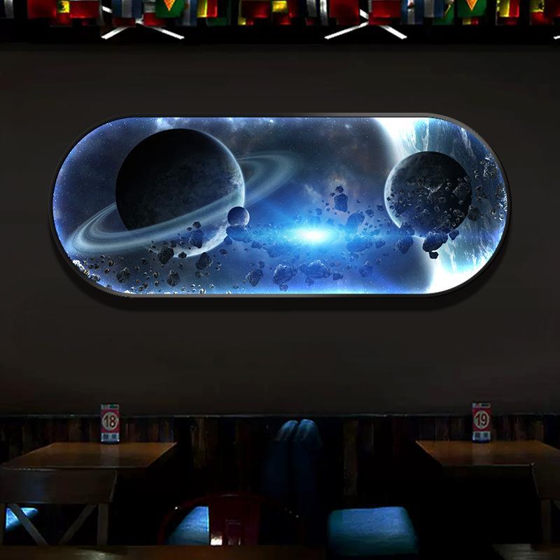 宇宙星空挂画电QT00104竞房空月球l发光装饰画台球吧厅酒KTV墙太