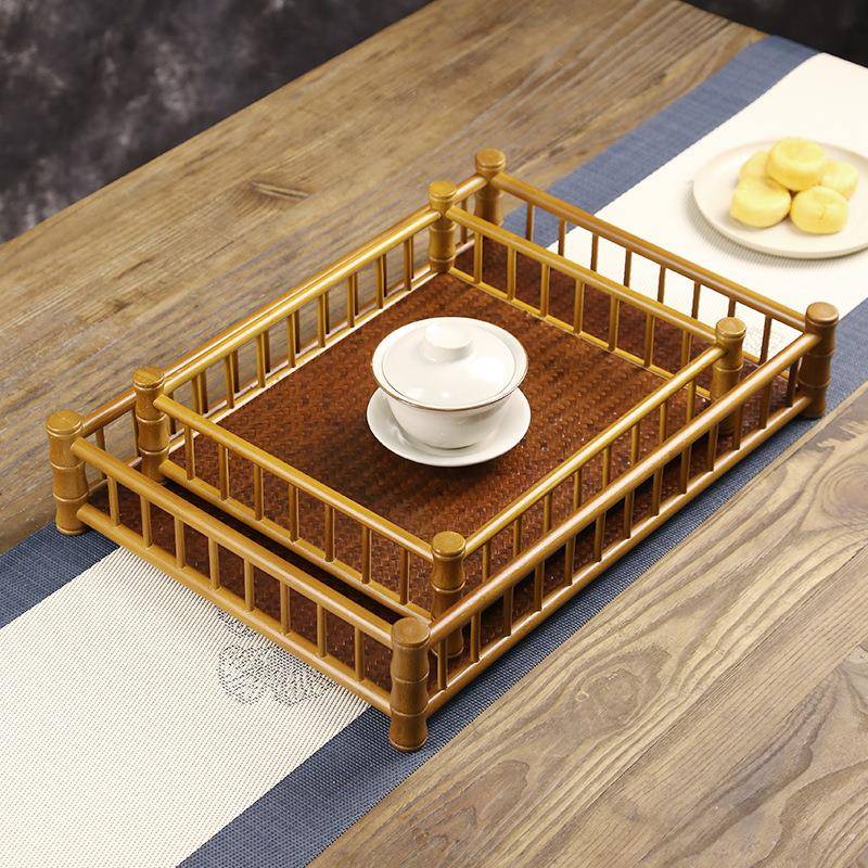 编古席面竹长方形托盘茶置物收盘复纳盘日式干泡台63客厅茶具零配