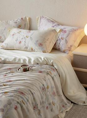 0JC-11A类10兰精丝天花四件套夏季印床单被套冰丝床笠款三件套床