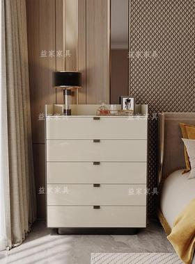 意式极简实木餐电边柜斗钢柜视柜油琴TFJ烤漆奶风卧室电视柜储物