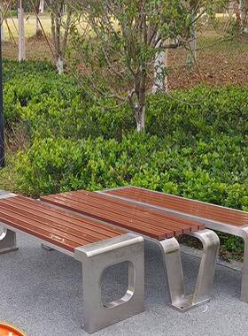 不锈外钢公园户外长椅防休腐木商场座椅椅小区室长VYS条椅子息长