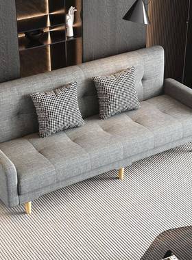 油皮艺PU皮布艺沙发租房民宿技布两可折科RIY叠用小户型三人蜡沙