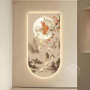 中式廊鱼图入户玄关lhj-2653装饰画正对门山头水柿子寓意好走过道
