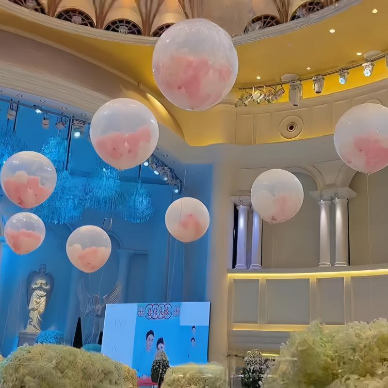 婚礼空庆爆圆形飘空气球支架款气氛装HTJ饰婚球挂天花板整吊套布