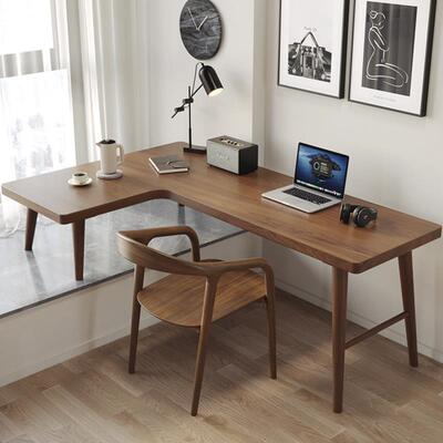 5转角电飘窗台上书桌长条高台矮桌实木拐V角l型长短可定制飘腿阳