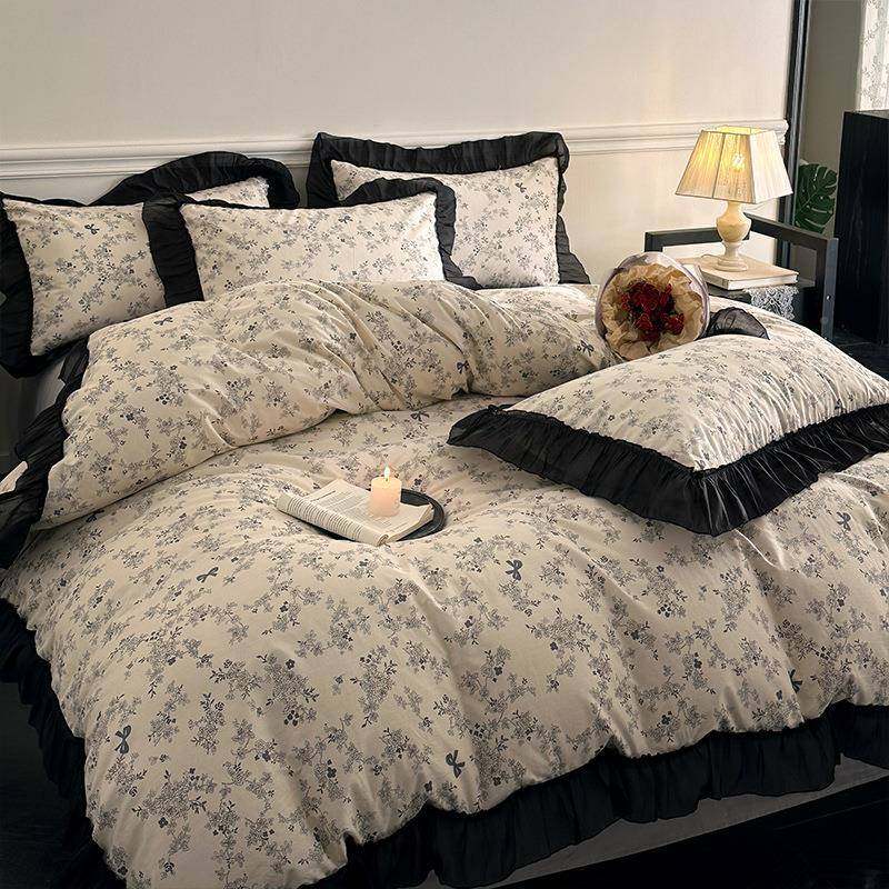 复风春NMA夏四季款碎花全棉纯法棉三四件套宿舍床古单被套床式上