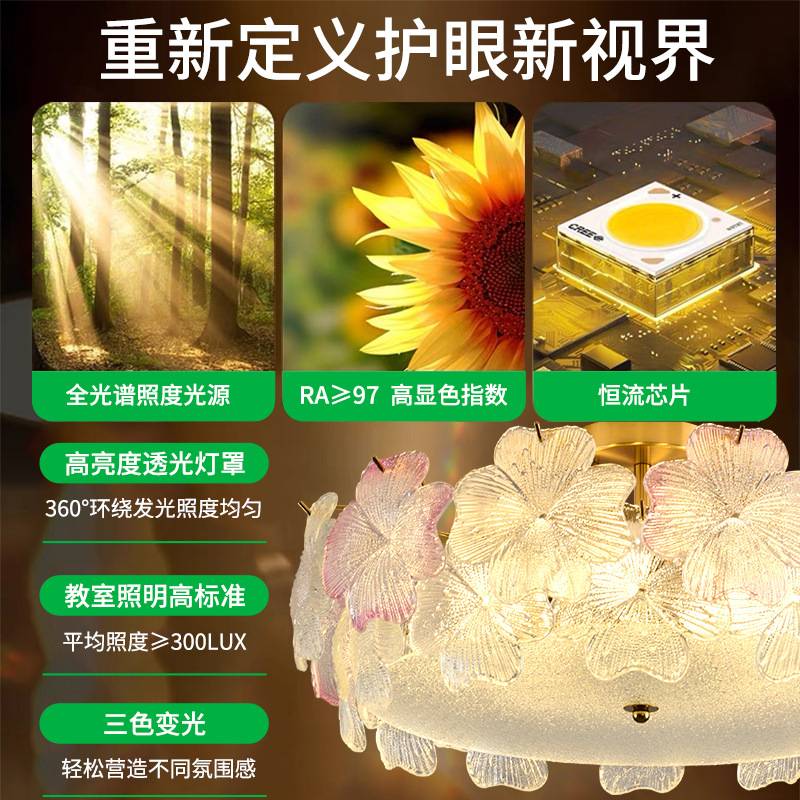 【严选】法式吸顶灯轻奢水晶卧室灯大气书房餐厅主卧中山灯具413L